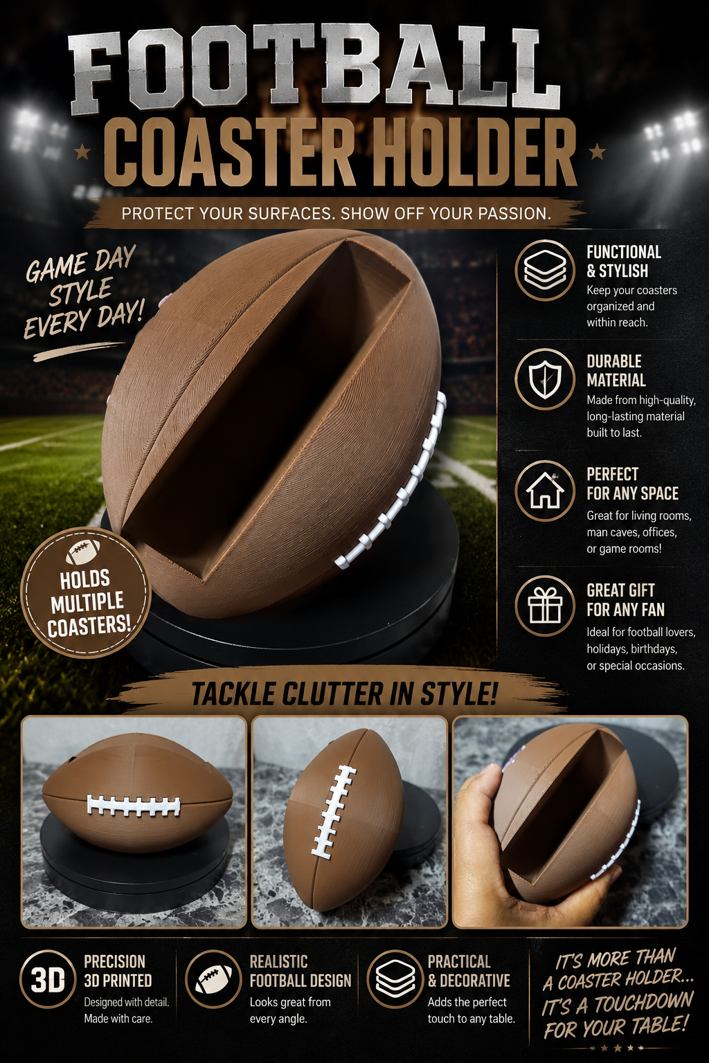 Football Coaster Holder